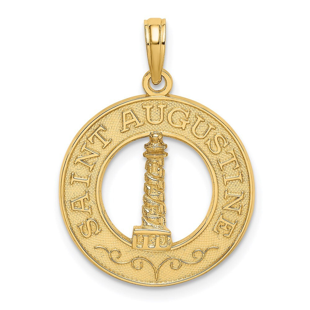 14k Yellow Gold SAINT AUGUSTINE Lighthouse Circle Charm