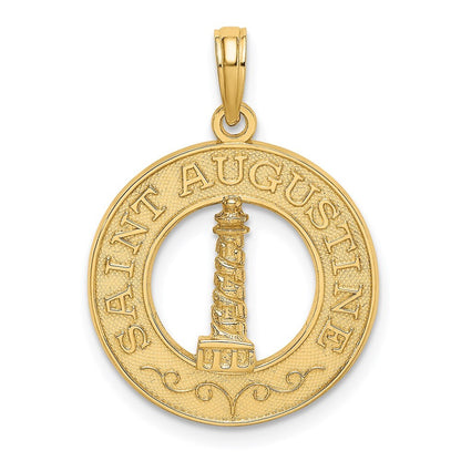 14k Yellow Gold SAINT AUGUSTINE Lighthouse Circle Charm