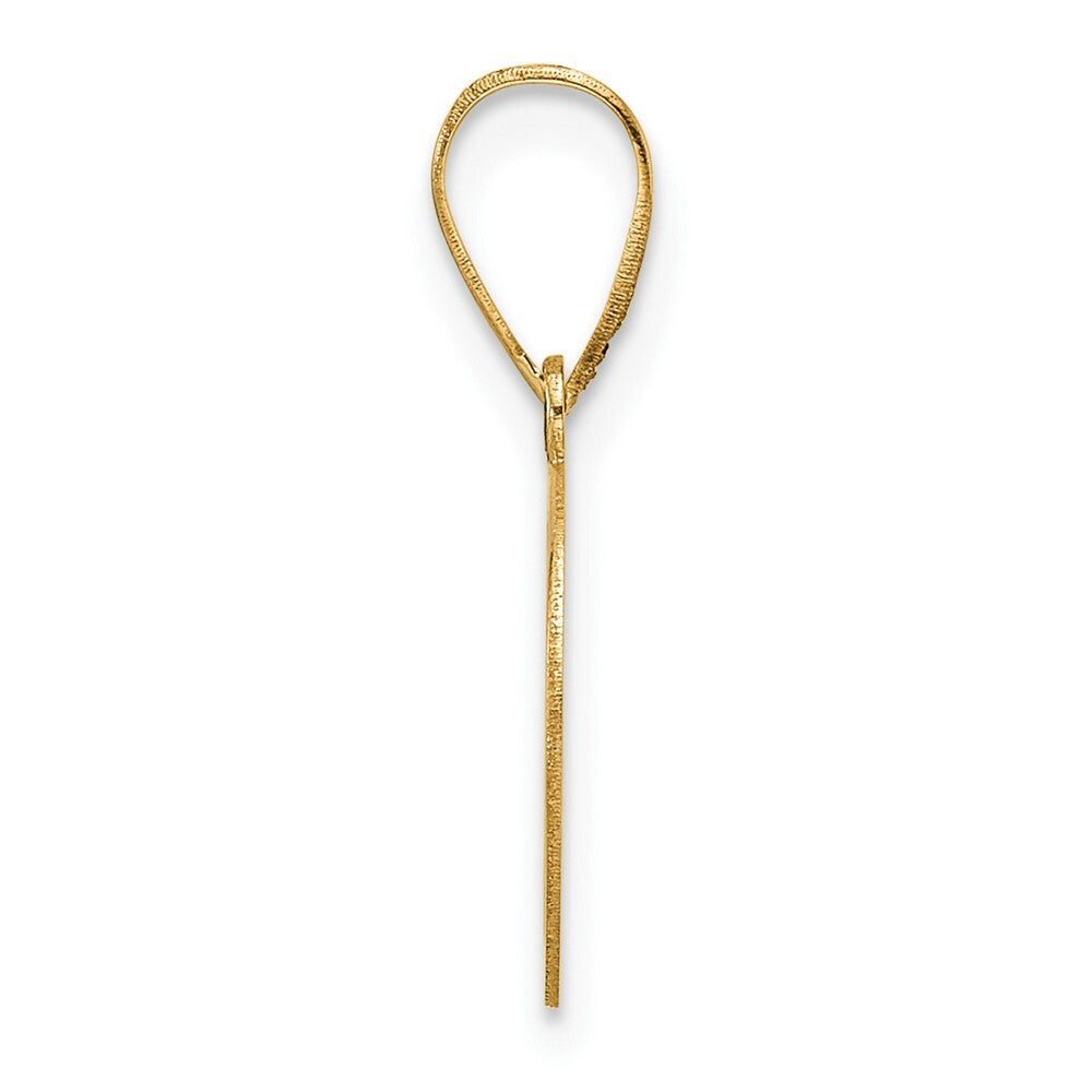 14k Yellow Gold Polished Etched Letter D Initial Pendant for Women