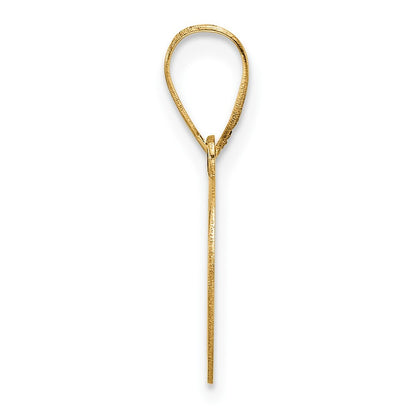 14k Yellow Gold Polished Etched Letter D Initial Pendant for Women