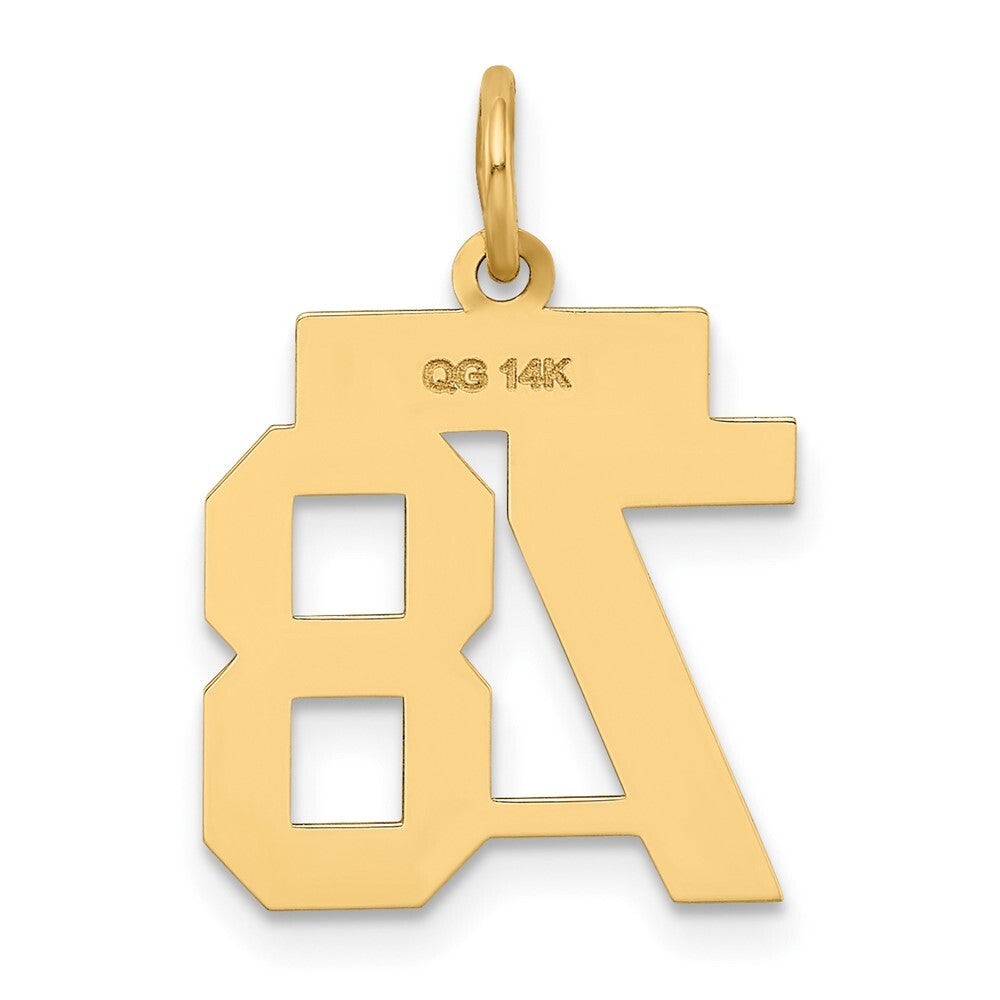 14k Yellow Gold Small Polished Number 78 Charm Pendant for Women