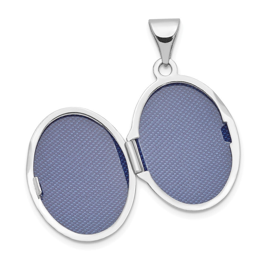 14k White Gold Floral Oval Locket Pendant for Women
