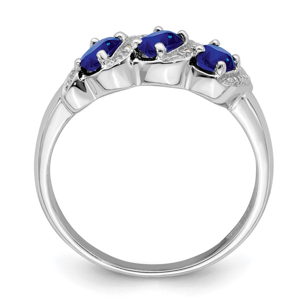 Sterling Silver Rhodium-plated Sapphire & Diamond Ring Size 6