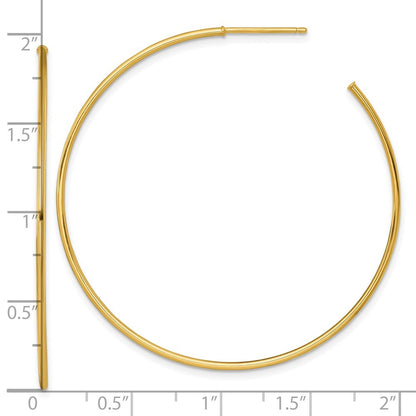 14k Yellow Gold Polished 1.2 x 50mm Solid C-Hoop Earrings