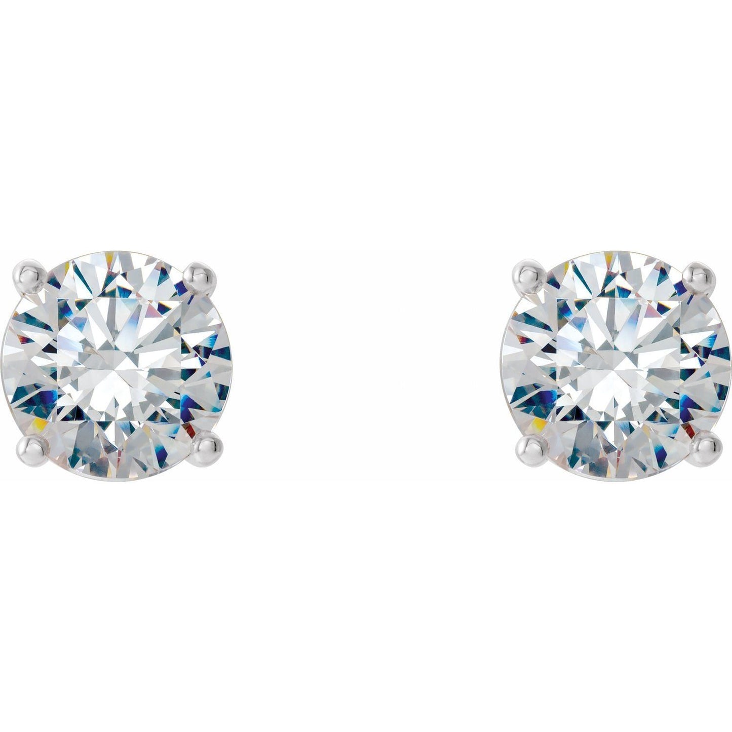 Gift for Mothers 14k White Gold 1 CTW Lab-Grown Diamond 4-Prong Stud Earrings