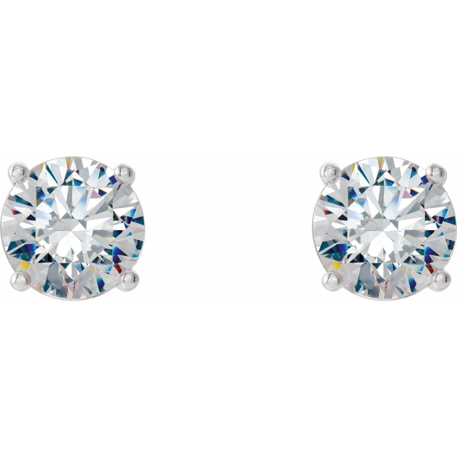 Gift for Mothers 14k White Gold 1 CTW Lab-Grown Diamond 4-Prong Stud Earrings