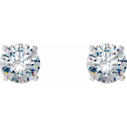 Gift for Mothers 14k White Gold 1 CTW Lab-Grown Diamond 4-Prong Stud Earrings