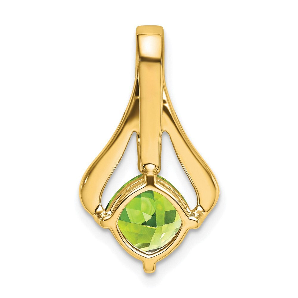 14k Yellow Gold Peridot and Diamond Pendant for Women