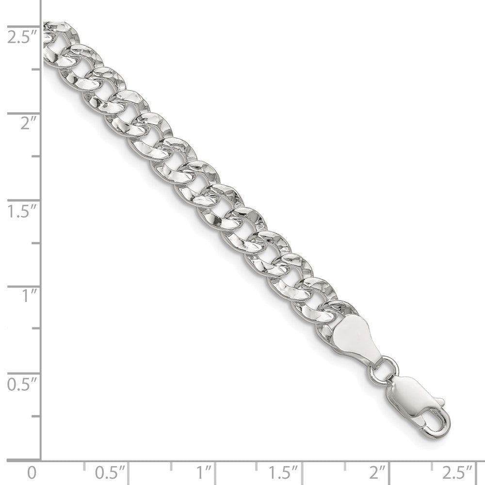Sterling Silver 6.35mm Hammered Curb Chain Bracelet