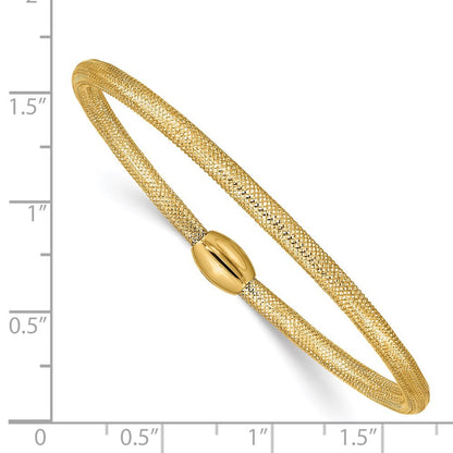 14k Yellow Gold 3mm Woven Mesh Slip-on Stretch Bracelet