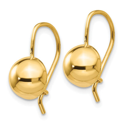 14k Yellow Gold 8.00mm Hollow Half Ball Stud Earrings Gift for Women