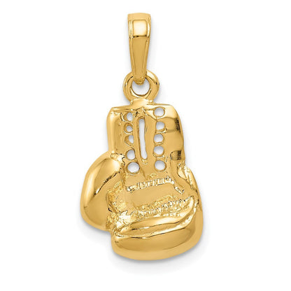 14k Yellow Gold Polished Cut-out Boxing Glove Charm Pendant for Women
