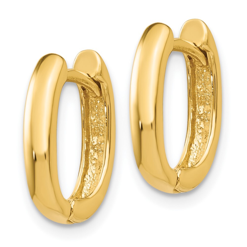 14k Yellow Gold Oval Hinged Hoop Earrings Gift for Women