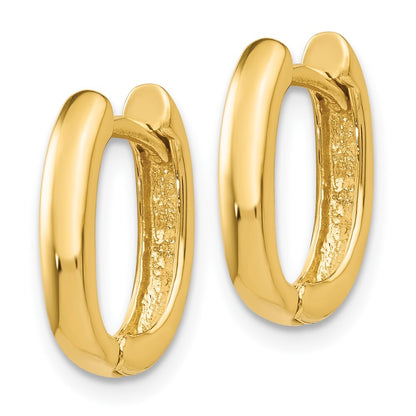 14k Yellow Gold Oval Hinged Hoop Earrings Gift for Women