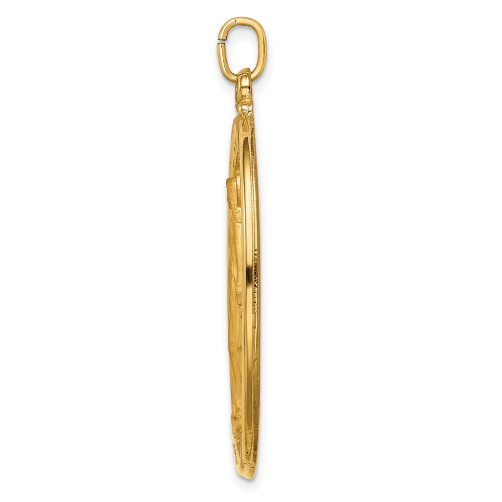 14k Yellow Gold Solid Polished Satin Extra Large Oval Miraculous Medal