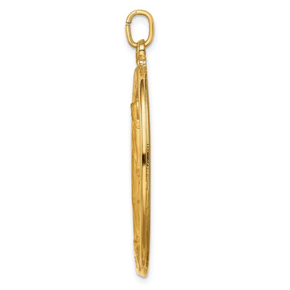 14k Yellow Gold Solid Polished Satin Extra Large Oval Miraculous Medal