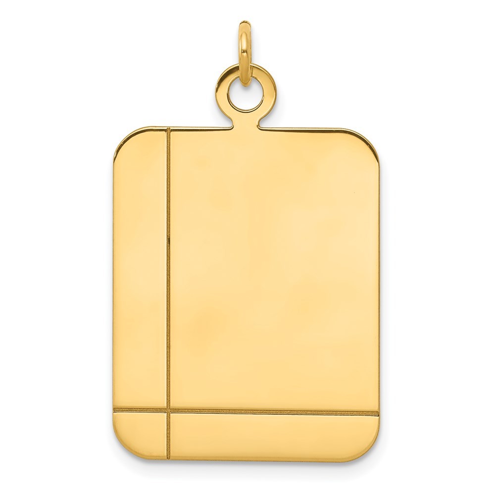14k Yellow Gold Plain Rectangular .035 Gauge Engravable Disc Charm