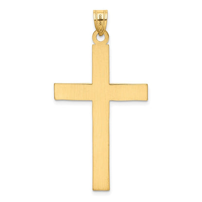 14k Yellow Gold Florentine Satin Cross Pendant for Women
