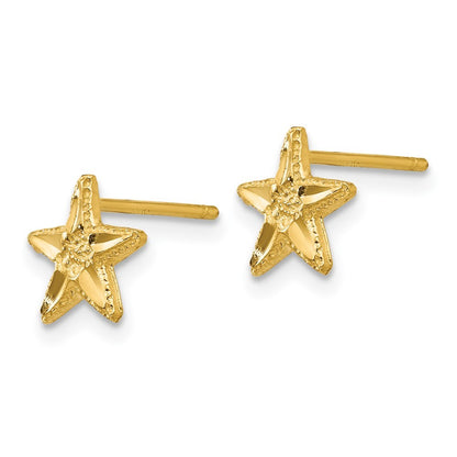 14k Yellow Gold Diamond-cut Starfish Earrings