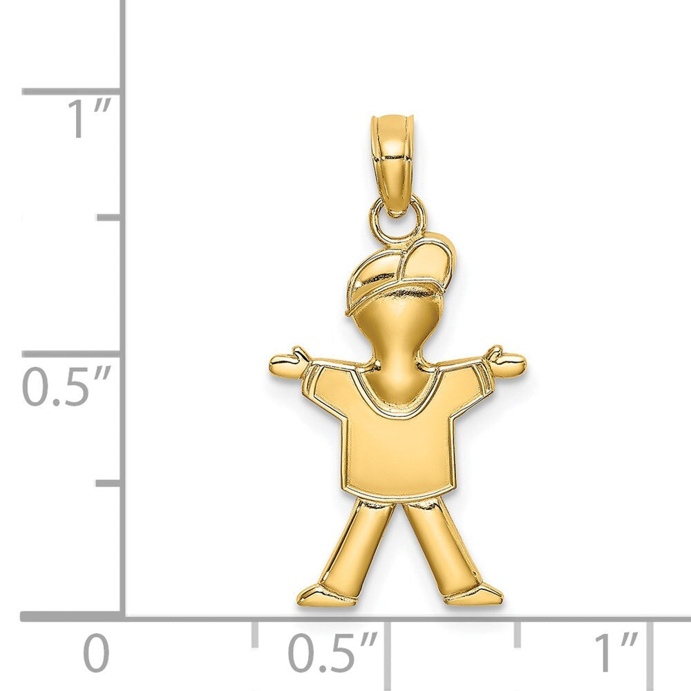 14k Yellow Gold Polished Full Body Boy Charm Pendant for Women