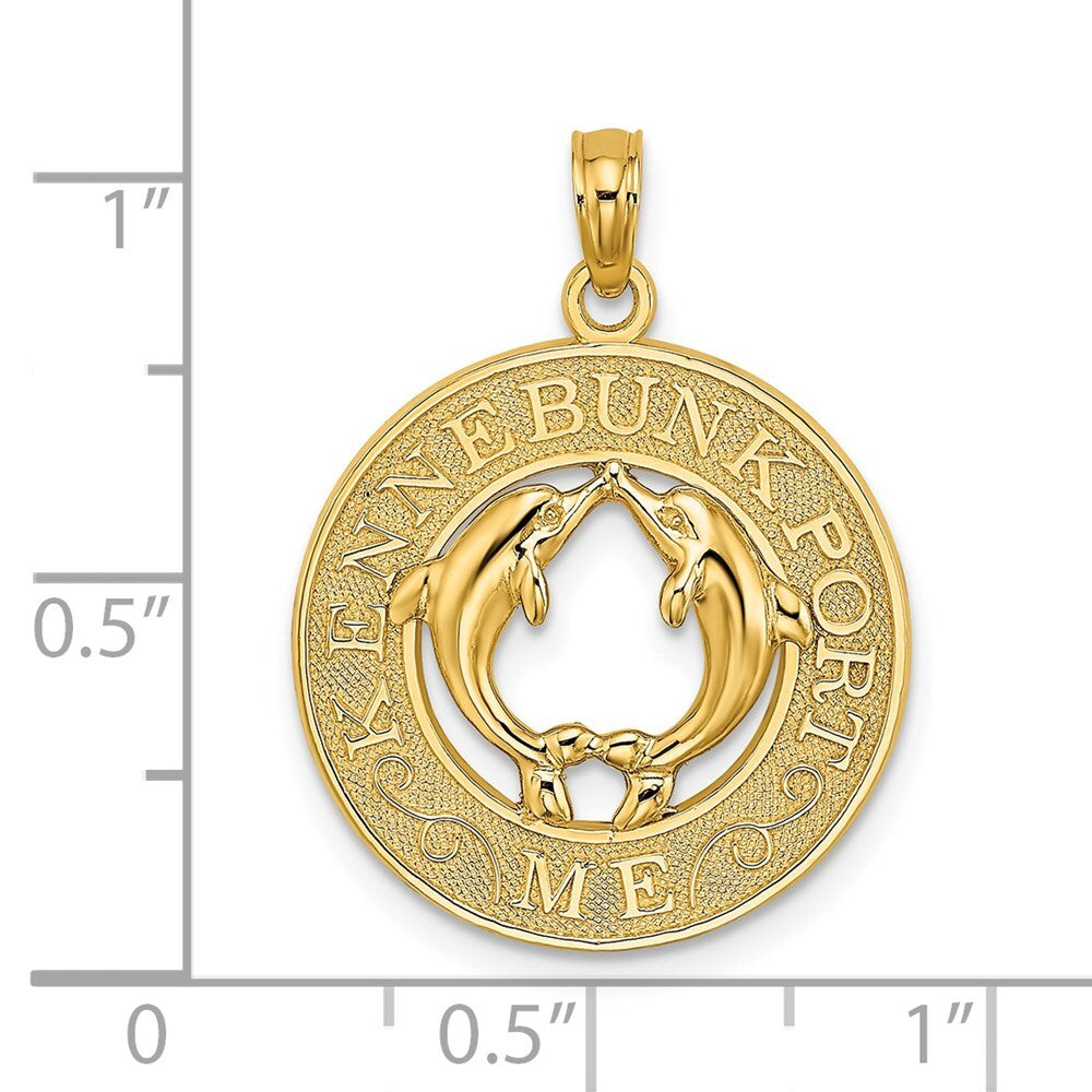 14k Yellow Gold KENNEBUNKPORT ME Dolphins Charm Pendant for Women