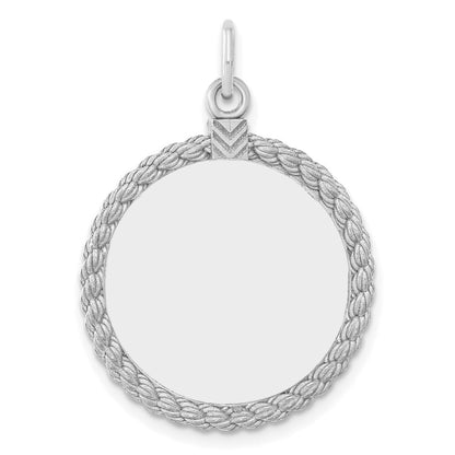 Sterling Silver Engraveable Round with Rope Polished Front/Satin Back Disc