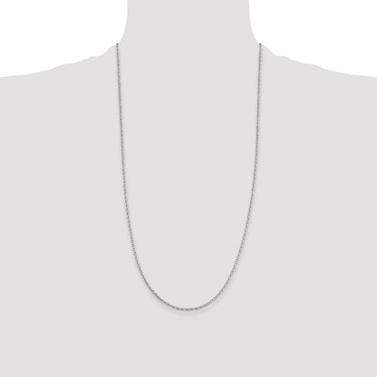 Sterling Silver Rhodium-plated 2mm Beveled Oval Cable Chain