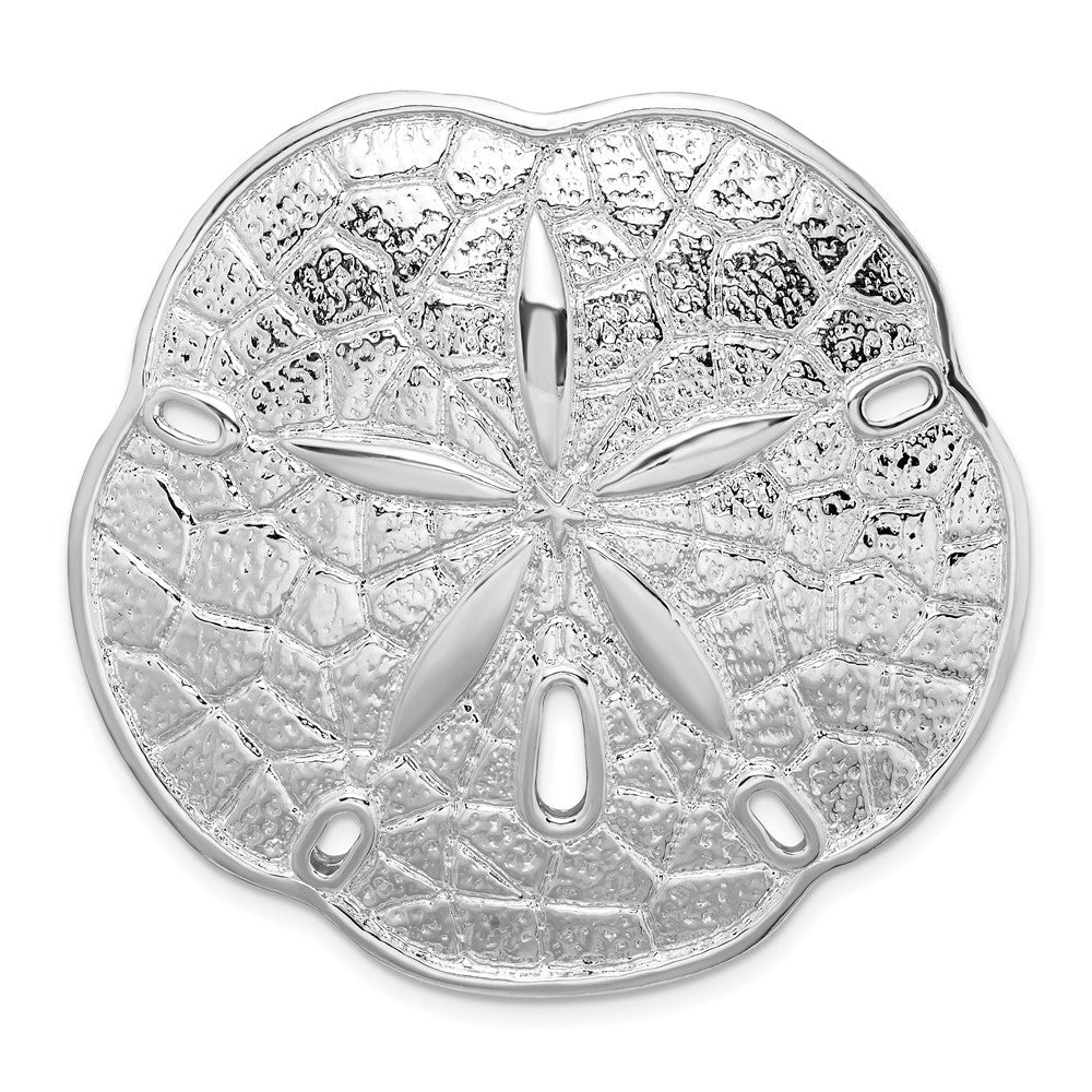 Sterling Silver Rhodium-Plated Polished Sand Dollar with Scalloped Edge Slide