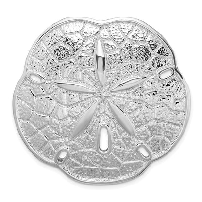Sterling Silver Rhodium-Plated Polished Sand Dollar with Scalloped Edge Slide