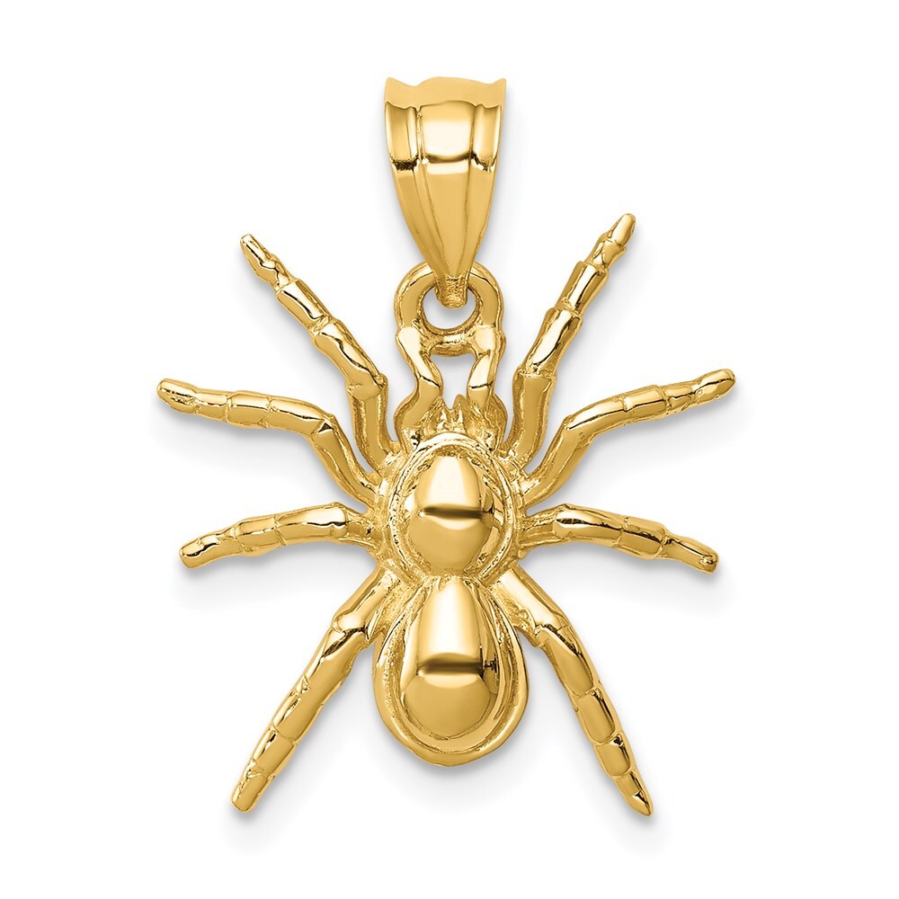 14k Yellow Gold Polished Spider Pendant for Women
