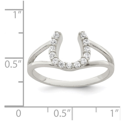 Sterling Silver Polished CZ Horseshoe Ring