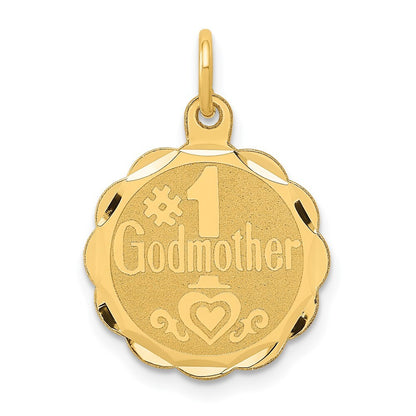 14k Yellow Gold #1 GODMOTHER Charm Pendant for Women