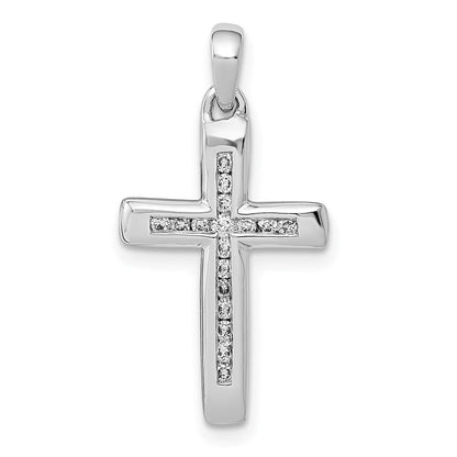 14k White Gold Small 1 10ct. Diamond Cross Pendant