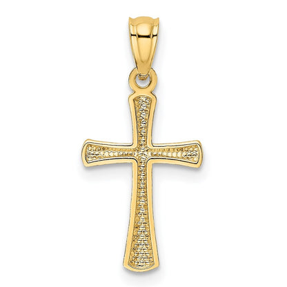 14k Yellow Gold Diamond-cut Cross Pendant