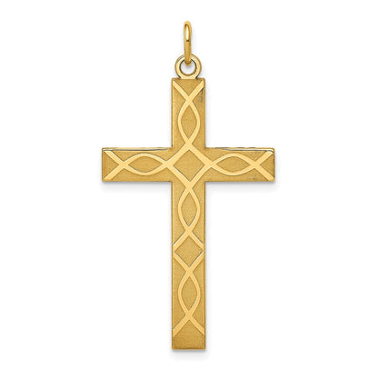 14k Yellow Gold Laser Designed Cross Pendant