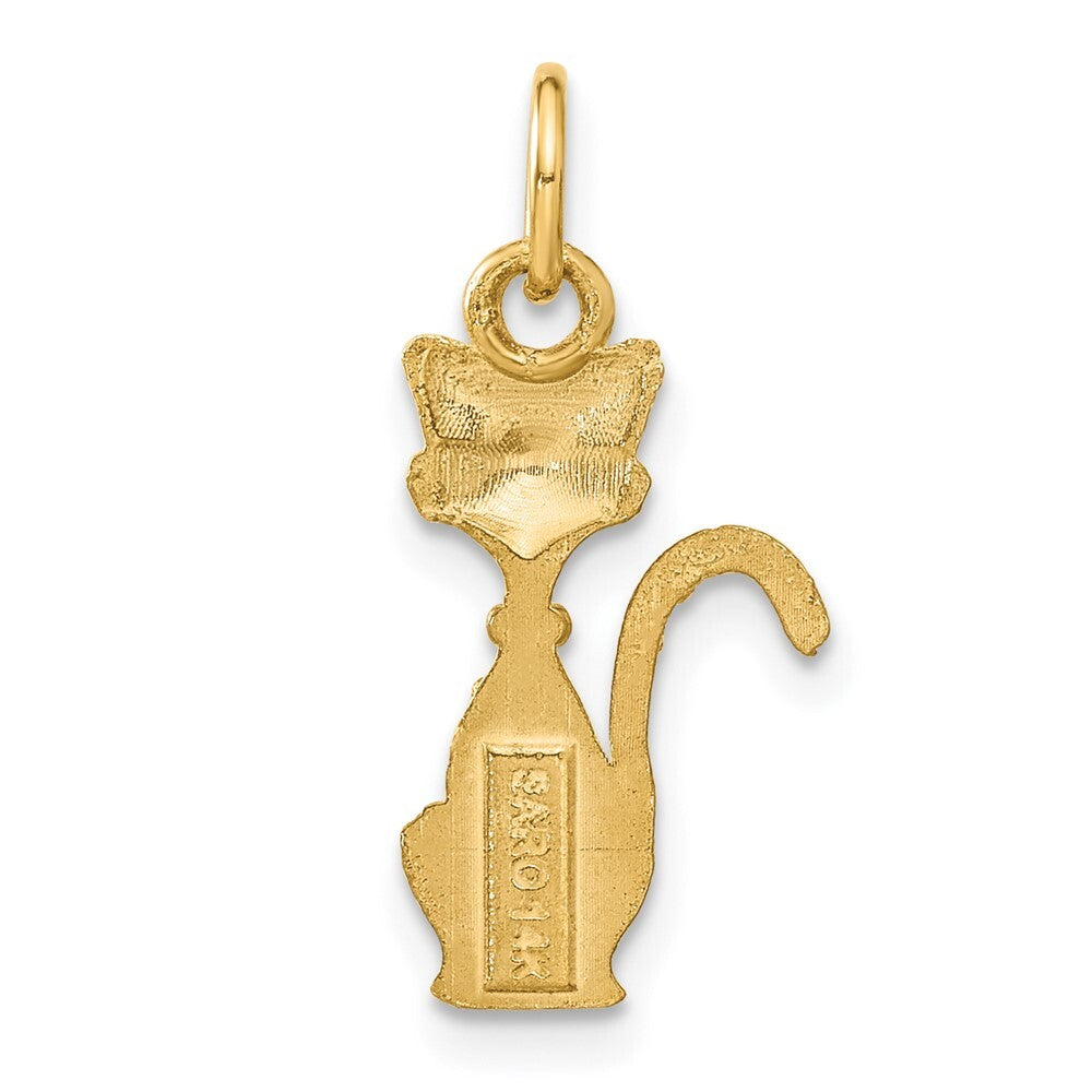 14k Yellow Gold Satin Tom Cat Charm Pendant for Women