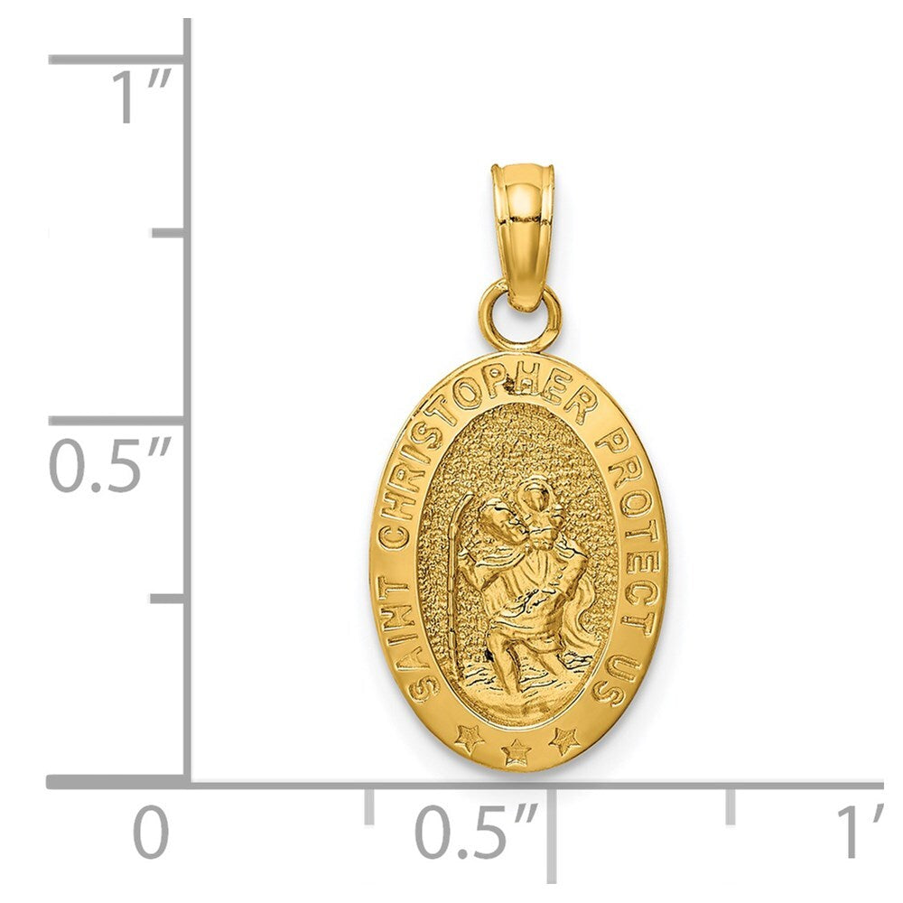 14k Yellow Gold Saint Christopher Medal Pendant for Women