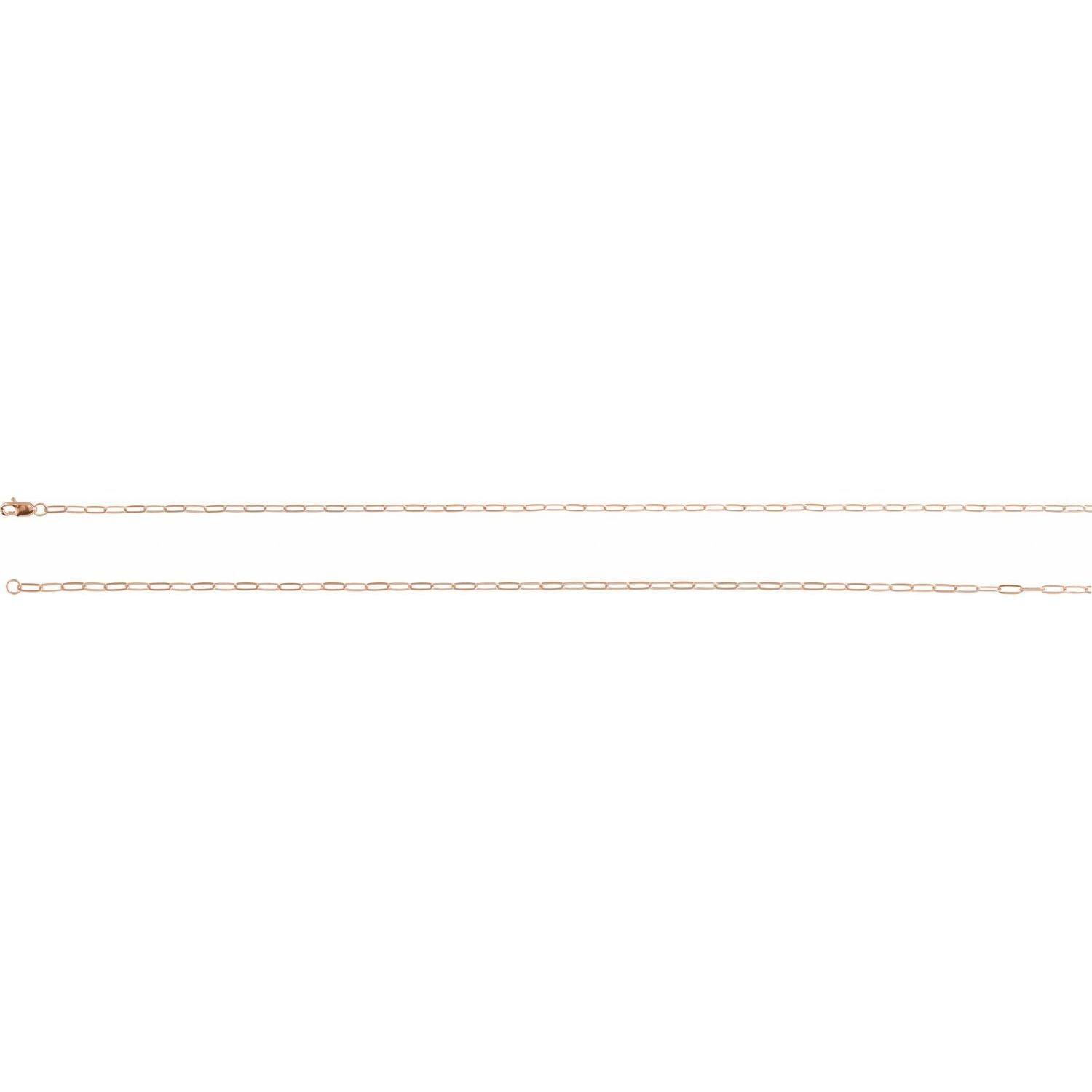 14k Rose Gold 2.1 mm Paperclip 24" Chain Necklace Fine Gift for Women