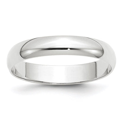 14k White Gold 4mm Lightweight Half Round Wedding Band Size 8