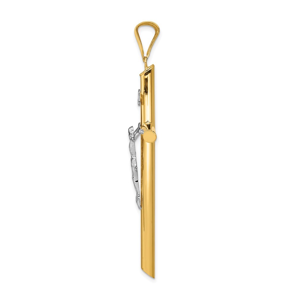 14k Two-tone Gold Polished Crucifix Pendant for Women