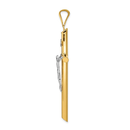 14k Two-tone Gold Polished Crucifix Pendant for Women
