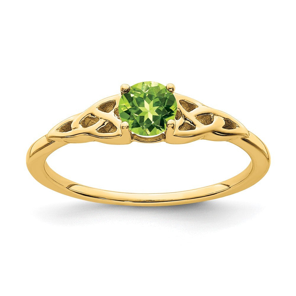 14K Yellow Gold Peridot Celtic Knot Ring Size 7