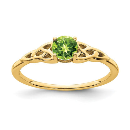 14K Yellow Gold Peridot Celtic Knot Ring Size 7