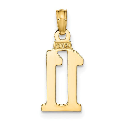 14k Yellow Gold Polished Number 11 Pendant