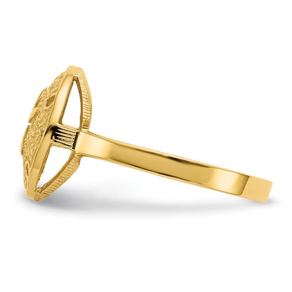 14K Yellow Gold Polished Sand Dollar Ring