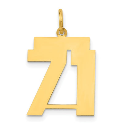 14k Yellow Gold Medium Polished Number 71 Charm Pendant for Women