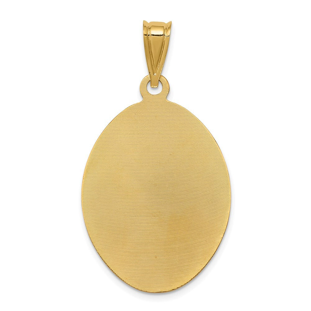 14k Yellow Gold Rhodium Diamond-Cut Lady Of Guadalupe Oval Pendant for Women