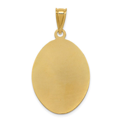 14k Yellow Gold Rhodium Diamond-Cut Lady Of Guadalupe Oval Pendant for Women
