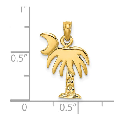 14k Yellow Gold Polished Charleston Palm Tree Charm