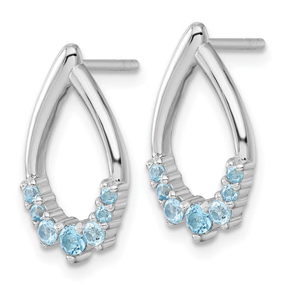 Sterling Silver Rhodium-plated Polished Swiss Blue Topaz Teardrop Earrings